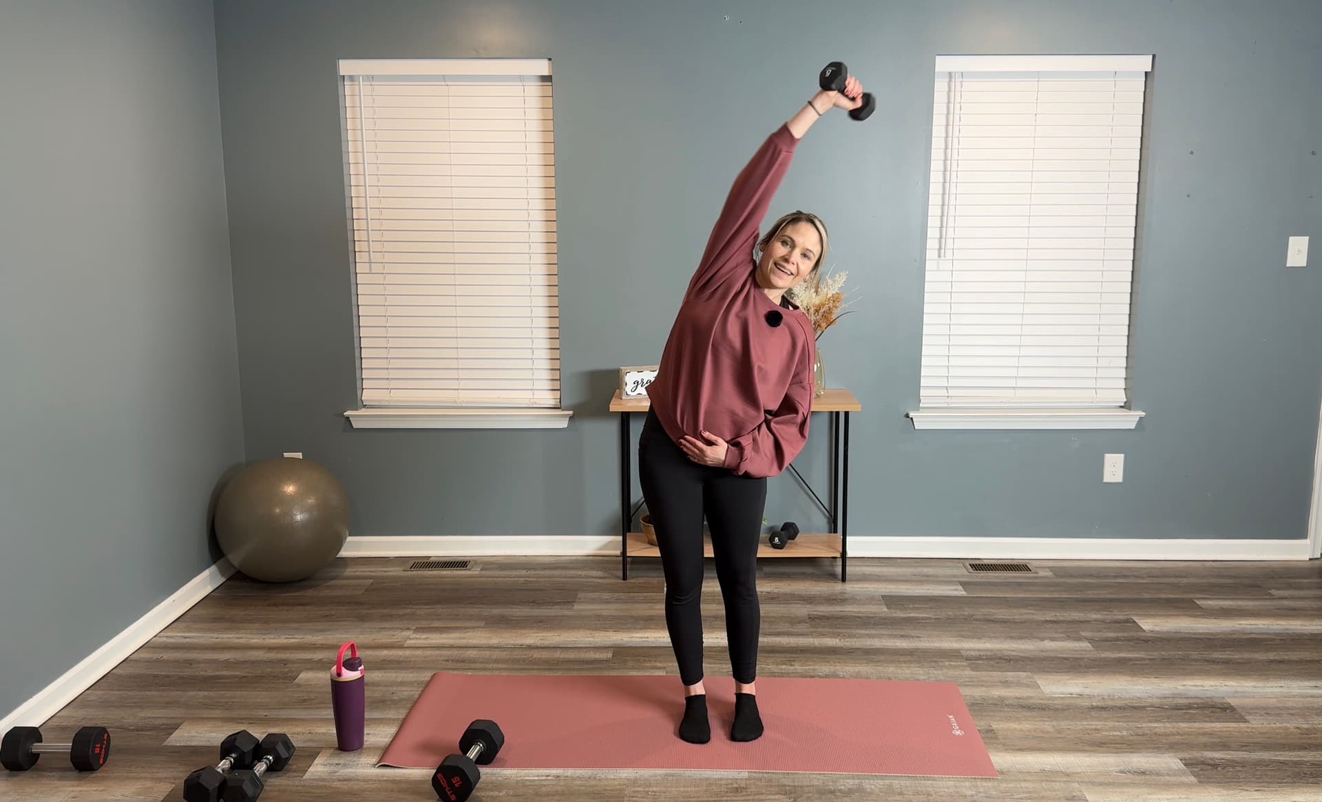 Strong and Steady instructor demonstrating a home exercise.
